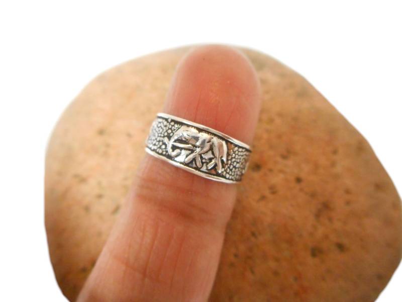 Verstellbarer 925 Sterling Silber Elephant Toe Ring von ArtGeckoJewellery