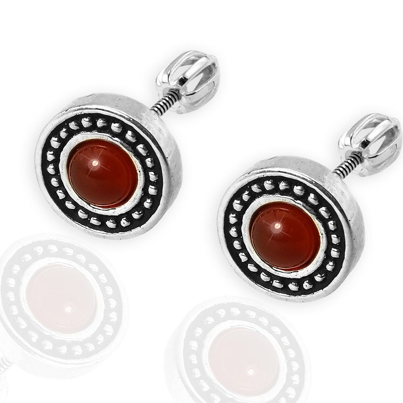 sterling Silber Karneol Ohrringe Handgefertigten Silberschmuck Bearring Crew Zurück sterling Silber Karneol Ohrringe Handgefertigten Silberschmuck Bearring Crew Zurück von ArtGema