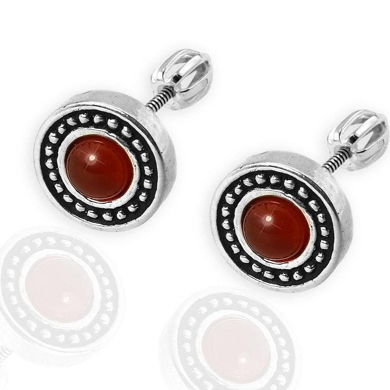 sterling Silber Karneol Ohrringe Handgefertigten Silberschmuck Bearring Crew Zurück sterling Silber Karneol Ohrringe Handgefertigten Silberschmuck Bearring Crew Zurück von ArtGema