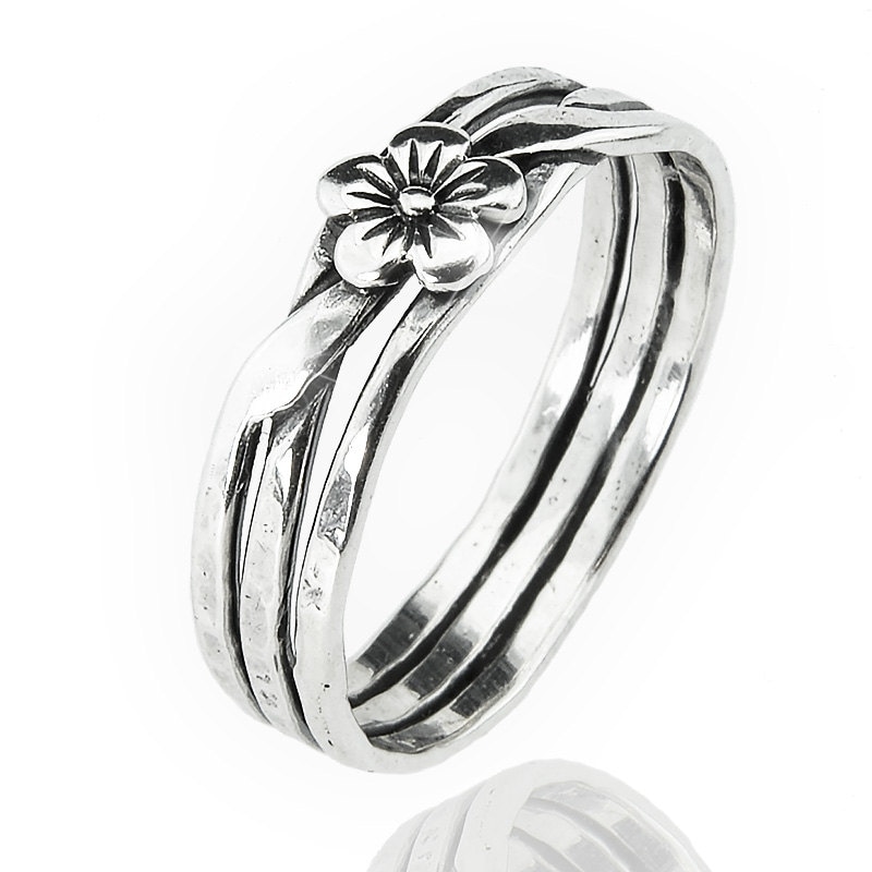 sterling Silber Ring - Gehämmerter Twist Geflochtener Patina Blume sterling Silber Ring - Gehämmerter Twist Geflochtener Patina Blume von ArtGema