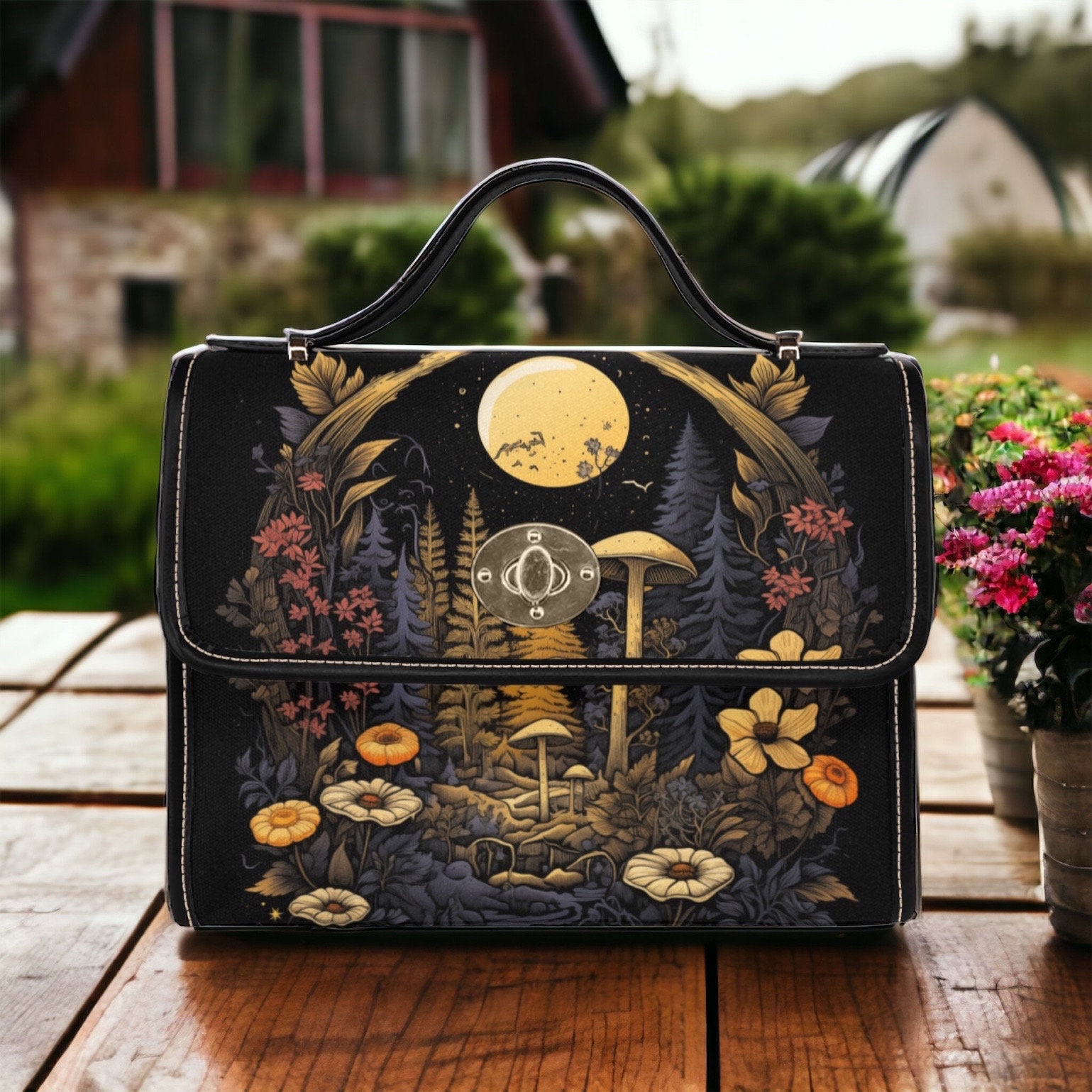 Cottagecore Boho Floral Canvas Umhängetasche, Süße Frauen Crossed Body Geldbörse, Vegan Lederband Handtasche Tasche, Hippies Geschenk von ArtGuion