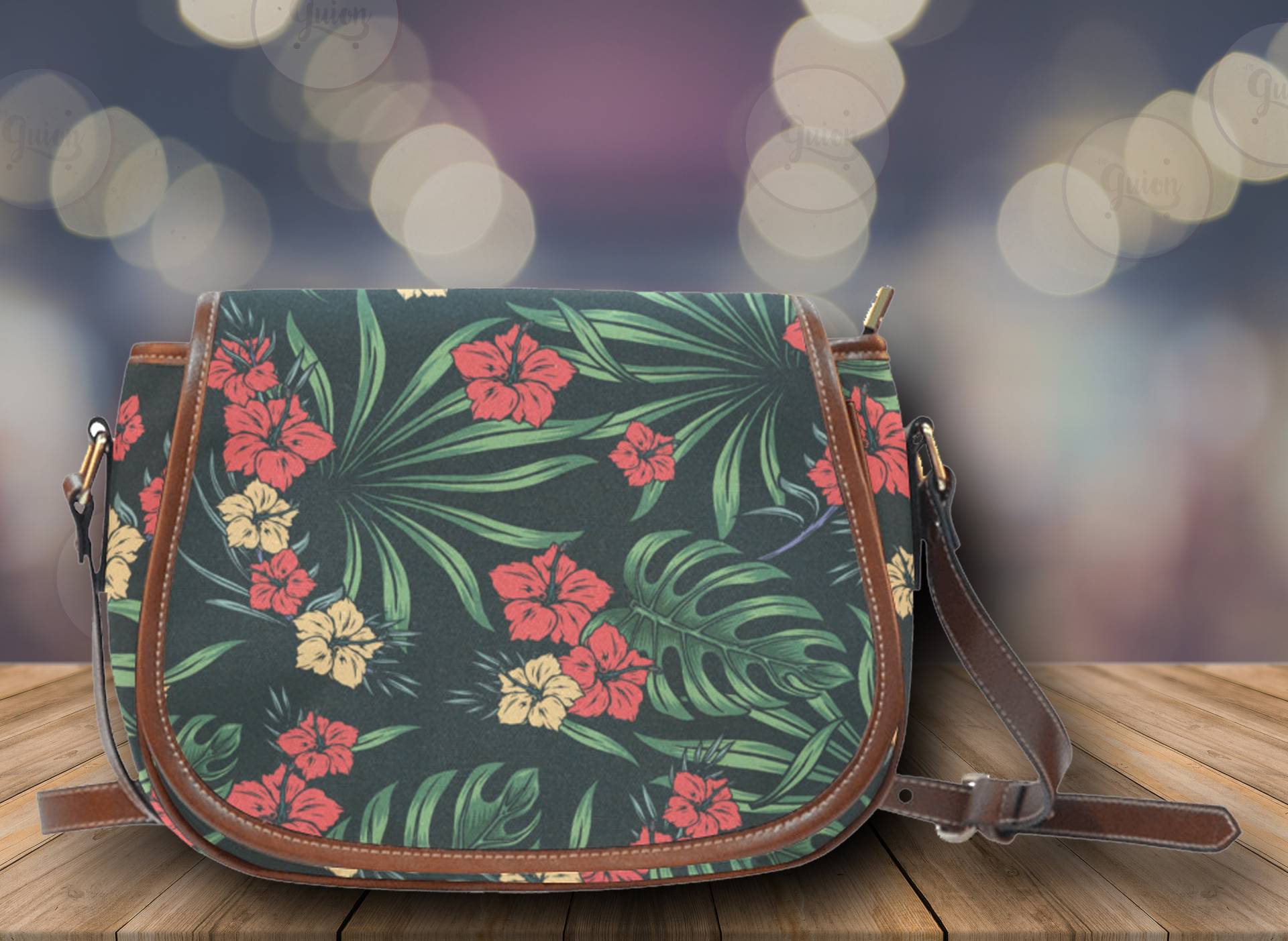 Cottagecore Green Leaves Floral Vegane Leder Satteltasche, Botanisch Gekreuzte Geldbörse Frauen, Süße Handtasche, Hippies Boho Geschenk von ArtGuion