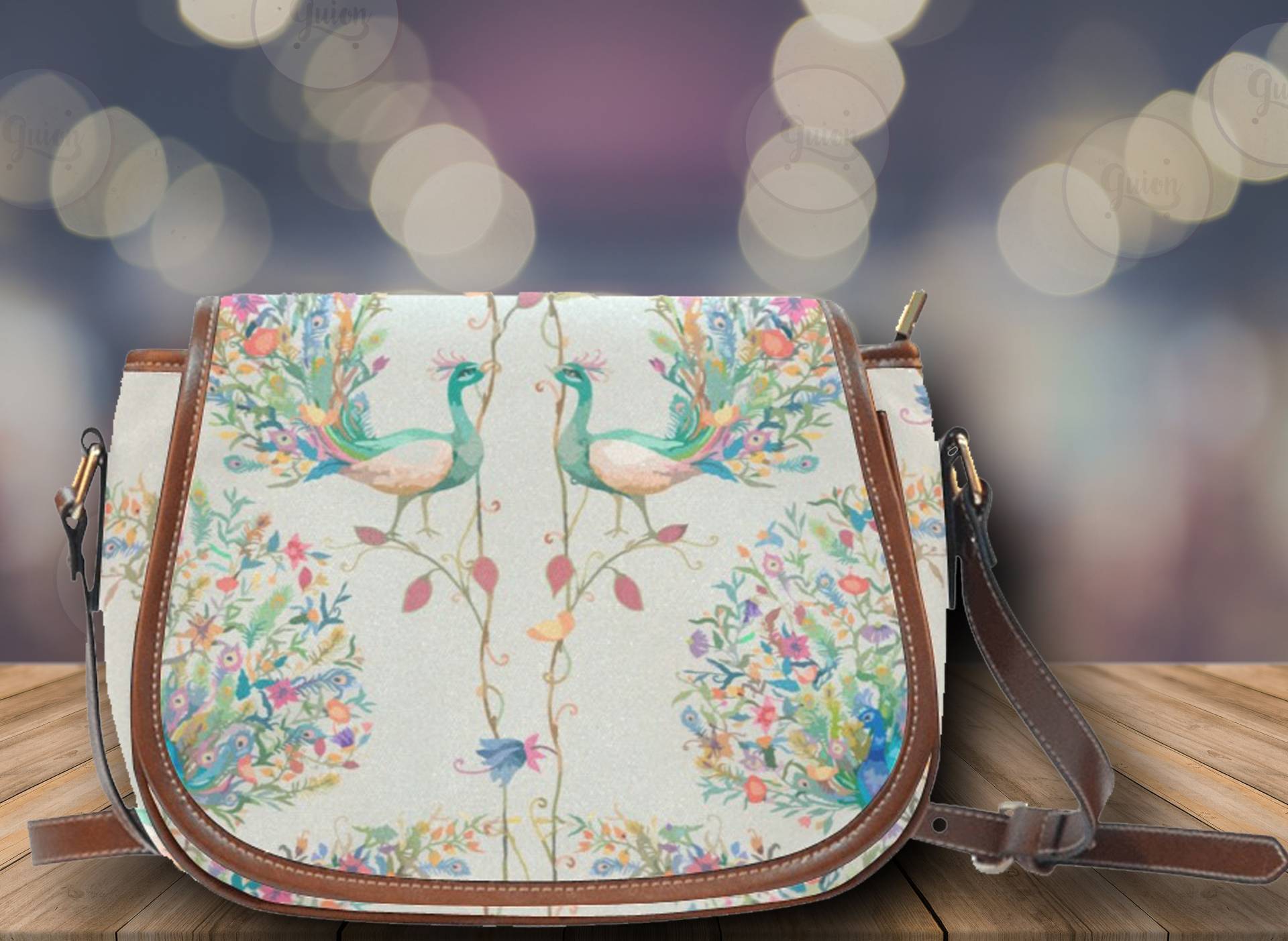 Niedliche Pfauen Hintergrund Beige Boho Satteltasche, Süße Crossbody Geldbörse, Geldbörse Für Frauen, Muttertag Geschenk, Handtasche von ArtGuion