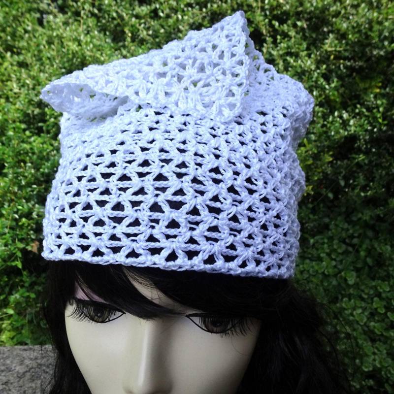 Häkeln Sie Openwork Bandana, Weiße Frauen Bambus Bandana von ArtHandStudio