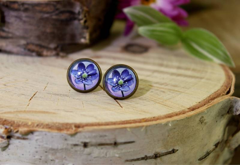 Blaue Blume Ohrstecker | Ohrringe Antike Bronze Blumenschmuck Personalisierte Schmuck von ArtHarmony