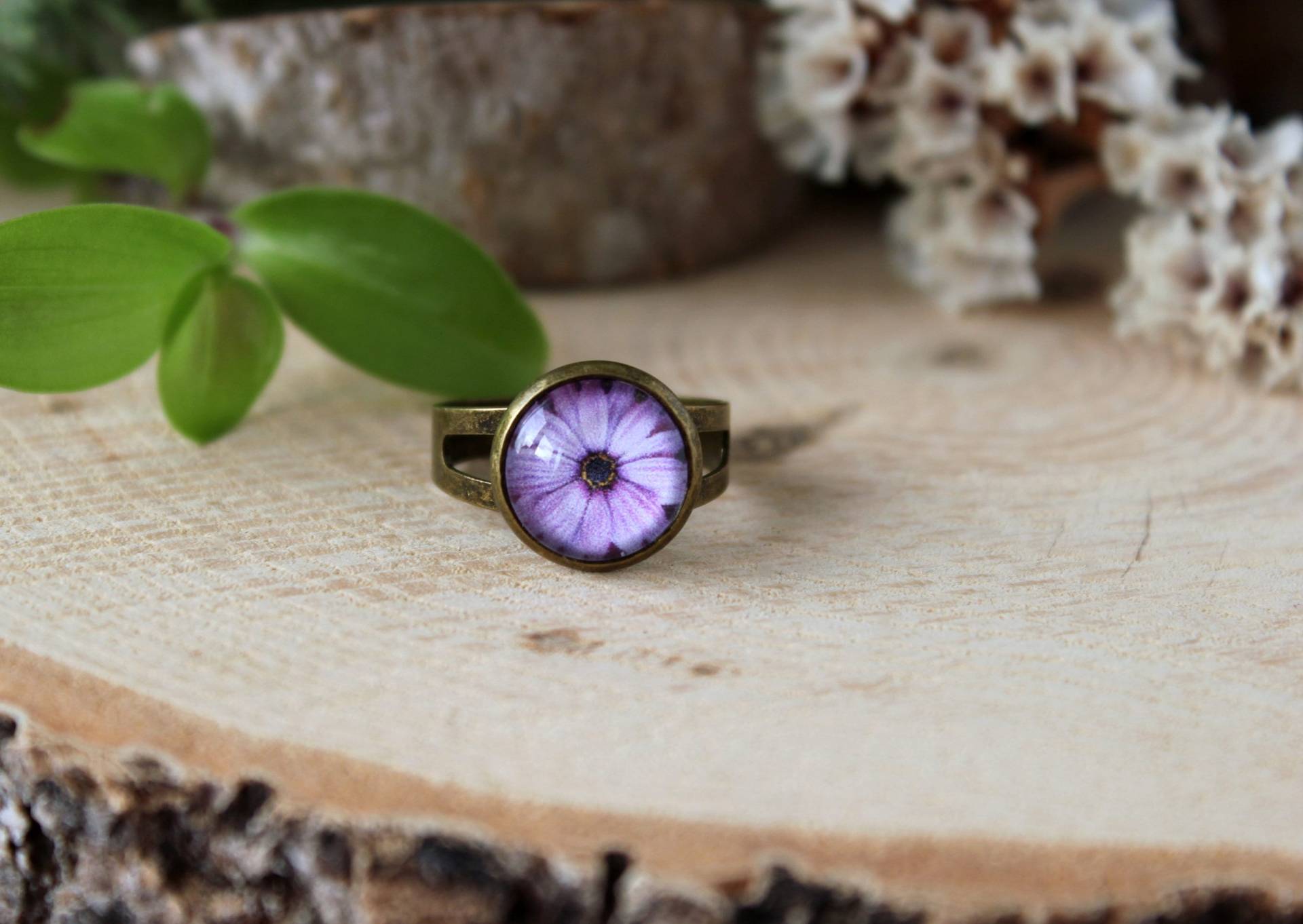 Blumen Ring | Bronze Verstellbares Band, Blumenschmuck von ArtHarmony