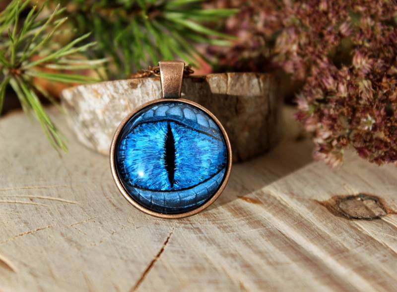 Dragon Eye Halskette | Blaue Drachenauge Hand Bemalt Glasauge Antik Kupfernen Schmuck von ArtHarmony