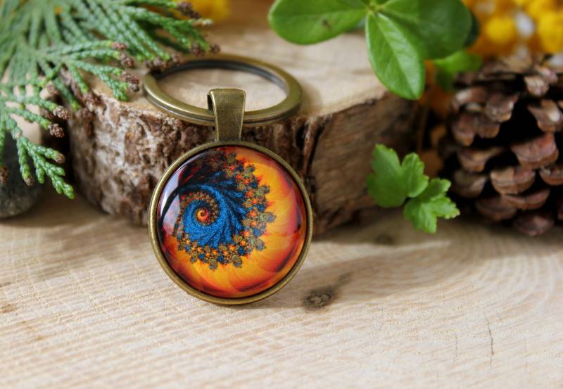 Fraktal Schlüsselanhänger | Fraktale Fibonacci Spiral E-Schlüsselanhänger Personalisierte Sgift von ArtHarmony