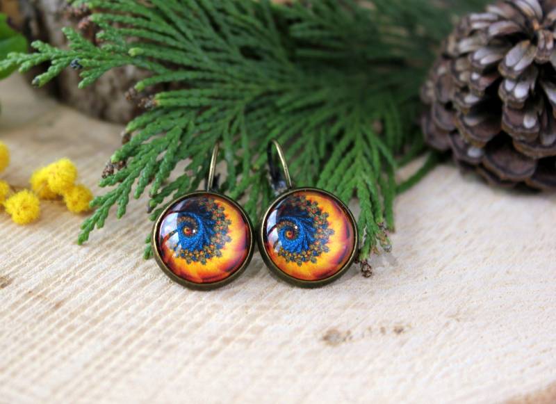 Fraktale Ohrringe | Spiralen Fraktal-Schmuck Fibonacci-Spiralen von ArtHarmony