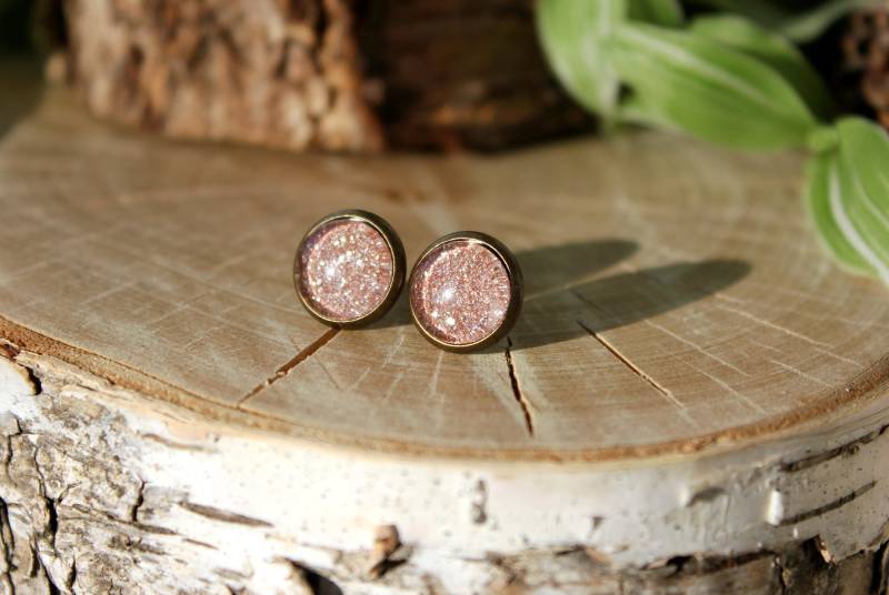 Glitzer Ohrstecker | Rose Gold Funkelnde Ohrringe Winzige Funkelnde Glitter Schmuck Glitzer Ohrstecker | Rose Gold Funkelnde Ohrringe Winzige Funkelnde Glitter Schmuck von ArtHarmony