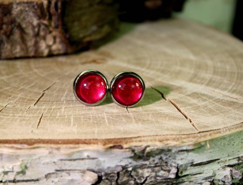 Rote Ohrstecker | Silber-Ton-Ohrringe Winzige Personalisierte Schmuck Valentinstag Geschenk von ArtHarmony