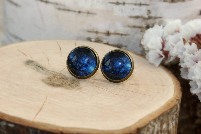 Starshine Ohrstecker | Antike Bronze Schmuck Handgemachte Raum Individuelles Design Sterne Am Nachthimmel von ArtHarmony