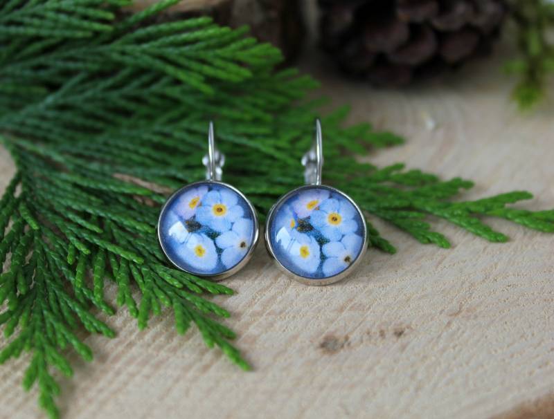 Vergessen Sie Mich Nicht Blumenohrringe | Blume Ohrringe Blumen-Schmuck Blaue Silber Ton Vergissmeinnicht von ArtHarmony