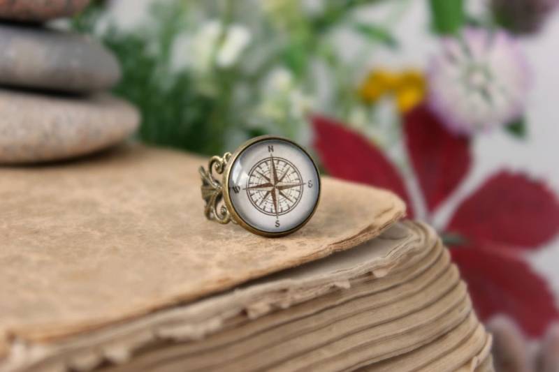 Vintage Kompass Ring | Schmuck Verstellbarer Antike Bronzefarbene Personalisierter von ArtHarmony