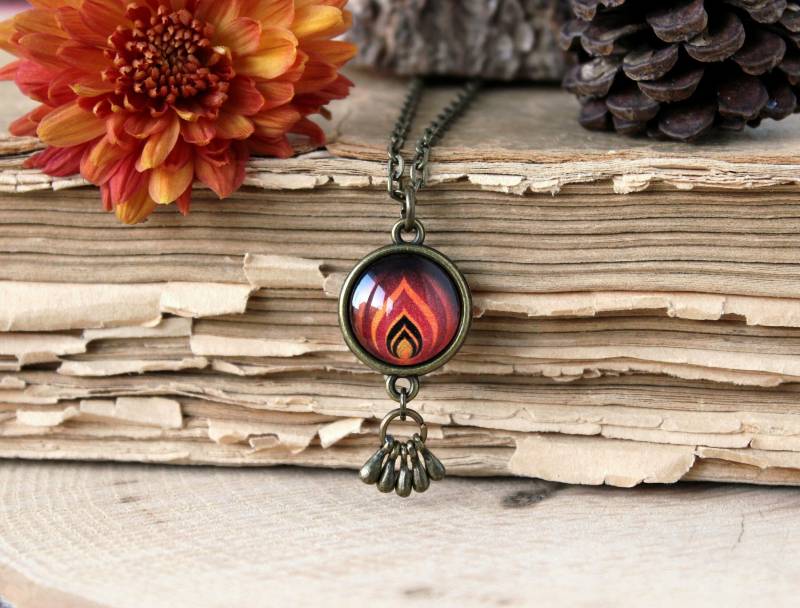 Zweiseitige Flammenketten | Feuer Und Flammen Schmuck Symbolschmuck Antik Bronze Anhänger Personalisiertes Geschenk von ArtHarmony
