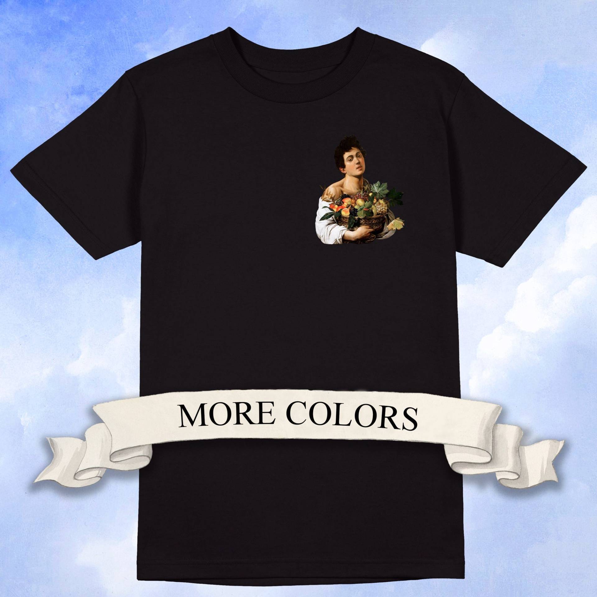 Minimalismus Caravaggio Junge Mit Einem Obstkorb T-Shirt, Art History Shirt von ArtHistoryClub2