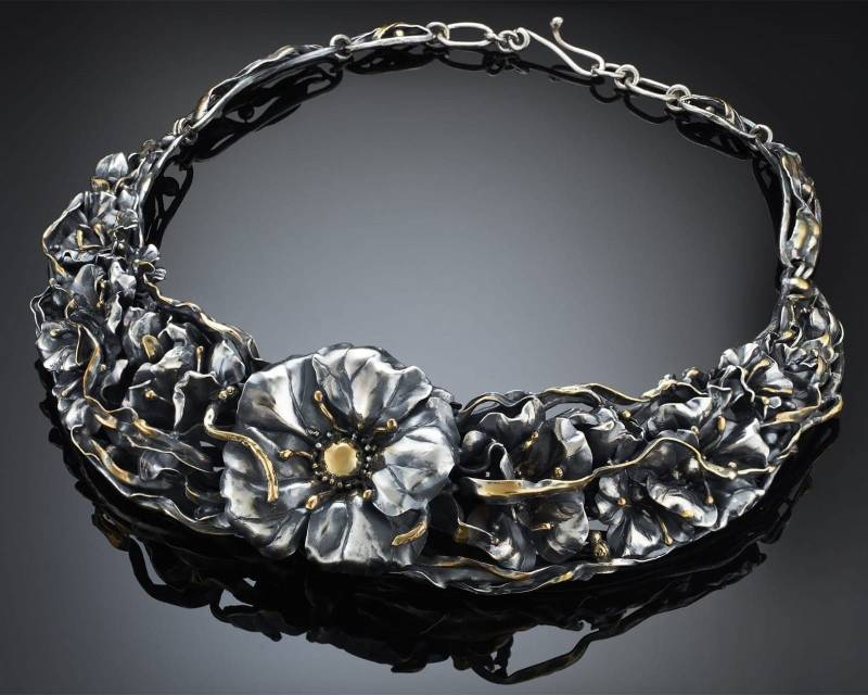 sterling Silber Halskette - Blumen Cocktail Handgefertigte von ArtJewelryPark