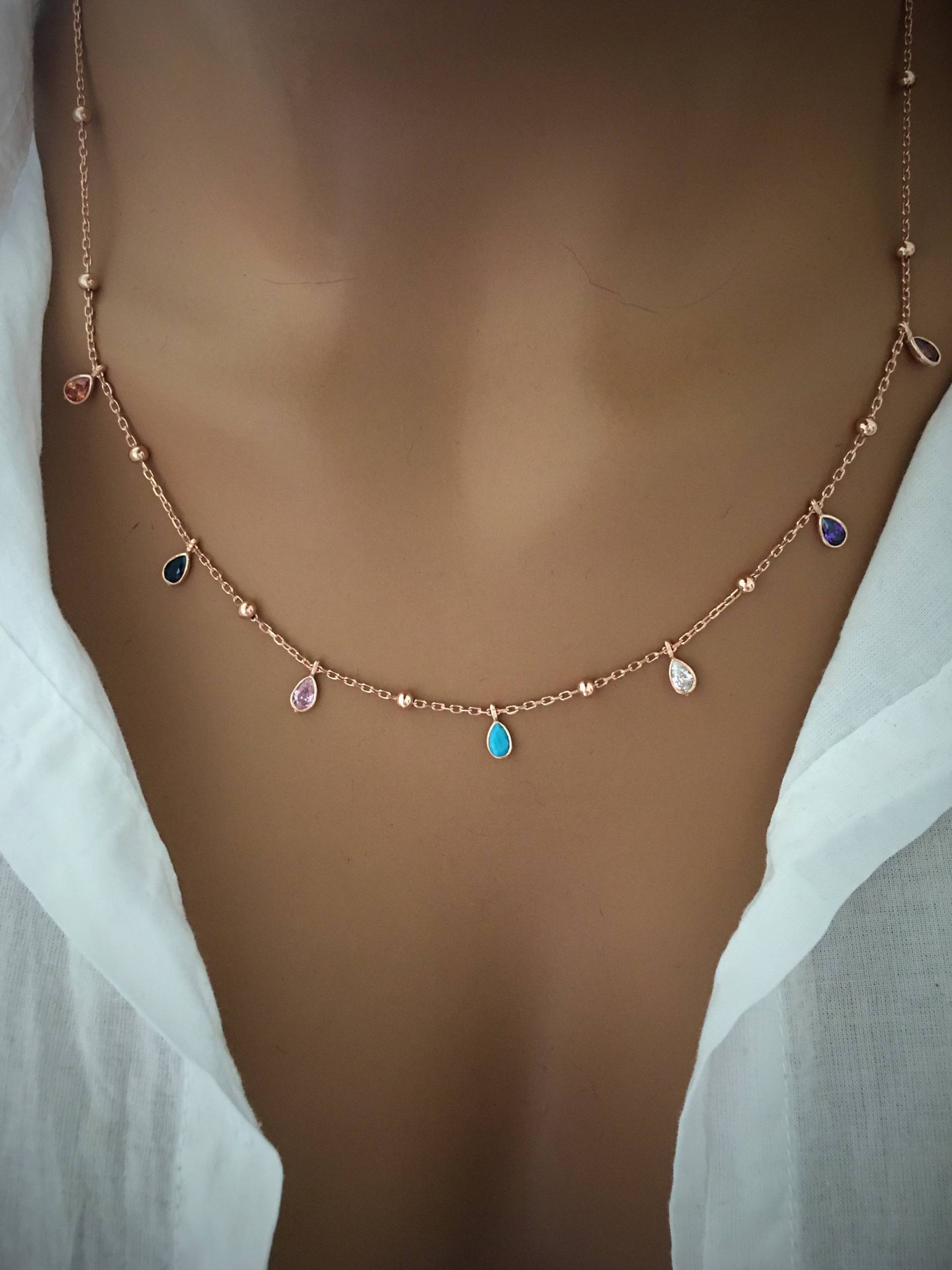 Gold Filled Tear Drop Halskette Sterling Silber, Rosegold Optionen Gold Filled Tear Drop Halskette Sterling Silber, Rosegold Optionen von ArtJewelrybyHilal