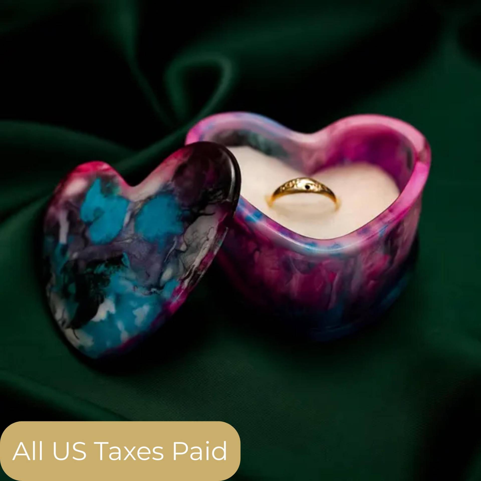 Jewerly Box Resin Heart Shaped Proposal Jewelry Trinket Epoxy Ring Holder Unique Engagement Wedding von ArtKrassiva