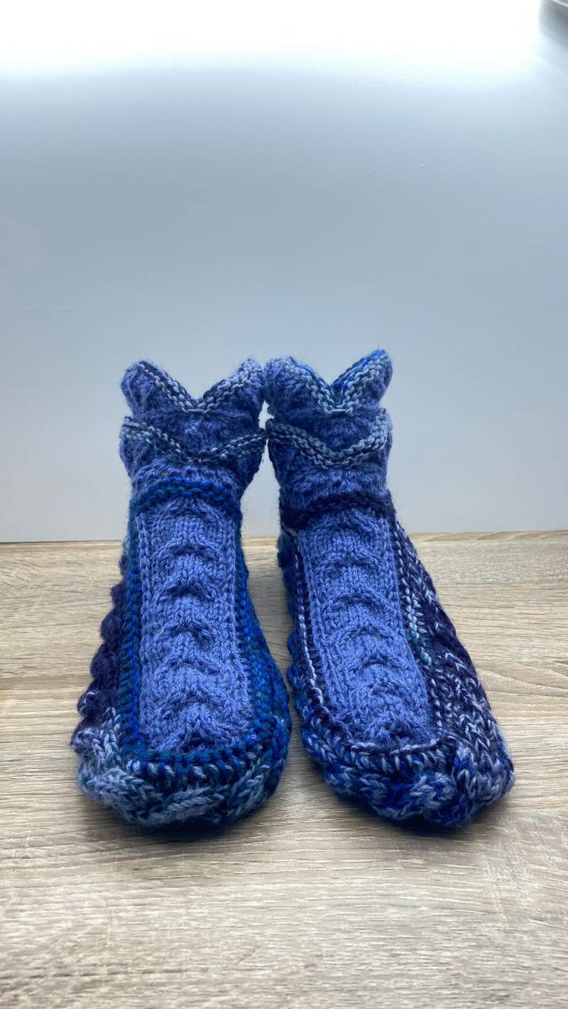 Socken Gestrickt Handgestrickt Puschen Hausschuhe Handarbeit Größe 44 45 46 Geschenk von ArtLoveSchreiber