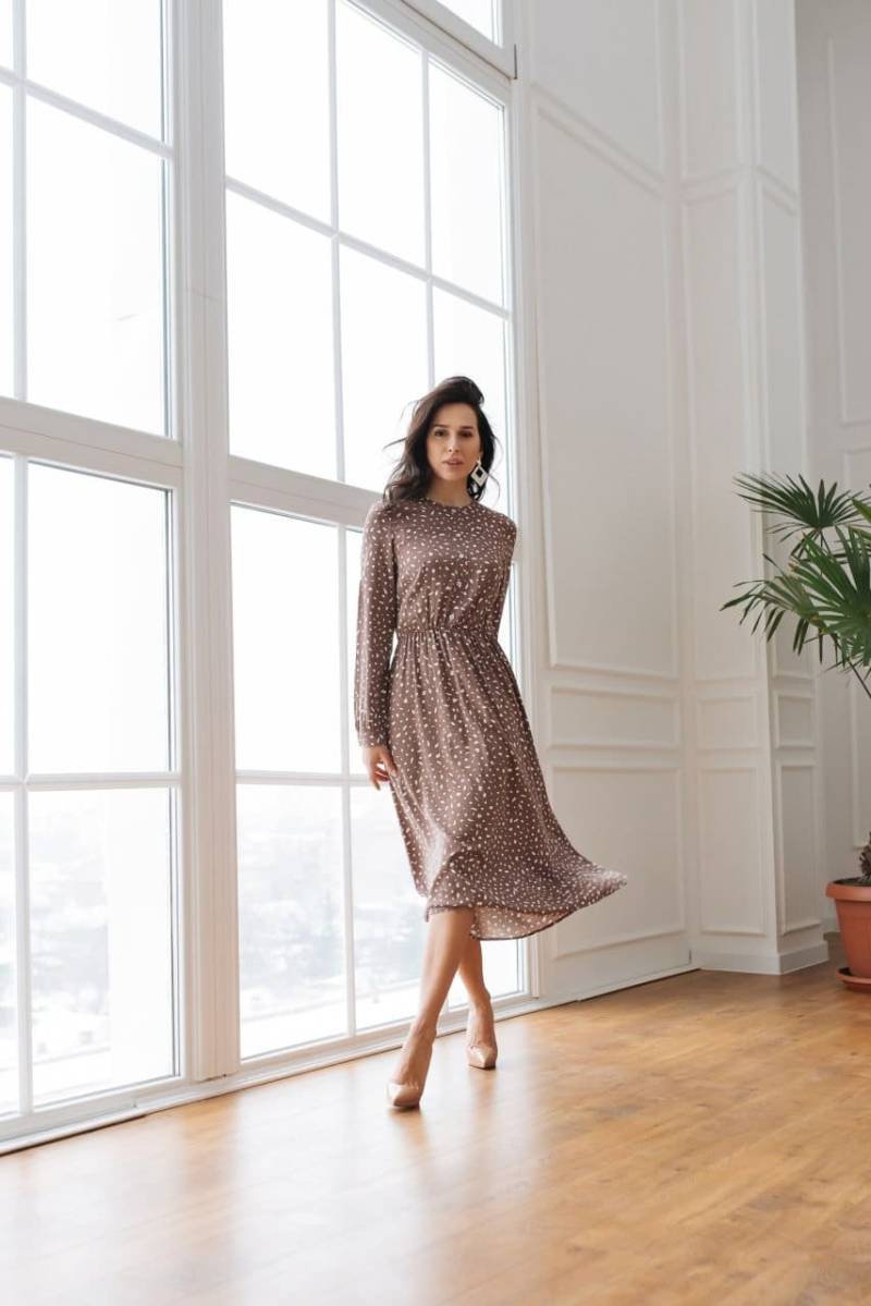 Kleid Frauen Langarm Midi Brautjungfer Dresse Frühlingskleid Plus Size Handgemachte Sommerkleid von ArtMariDesign