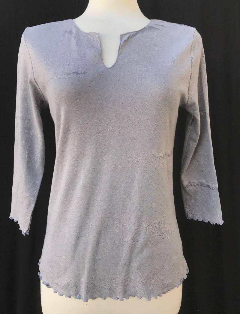 Baumwolle Split Rundhals 3/4 Tasche, Hand Dye, Femininer Kamm Und Ärmel - Farbe Taube von ArtNatureByLYNN