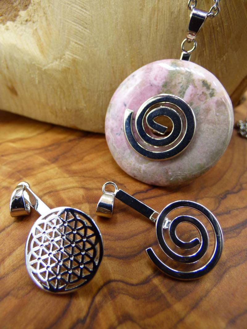 1x Donut Halter Spirale Oder Blume Des Lebens ~ Messing + Versilbert Für Donuts 30 40 Mm Edelstein Kette Schmuck Zubehör Edle Fassung von ArtOfNatureBerlin