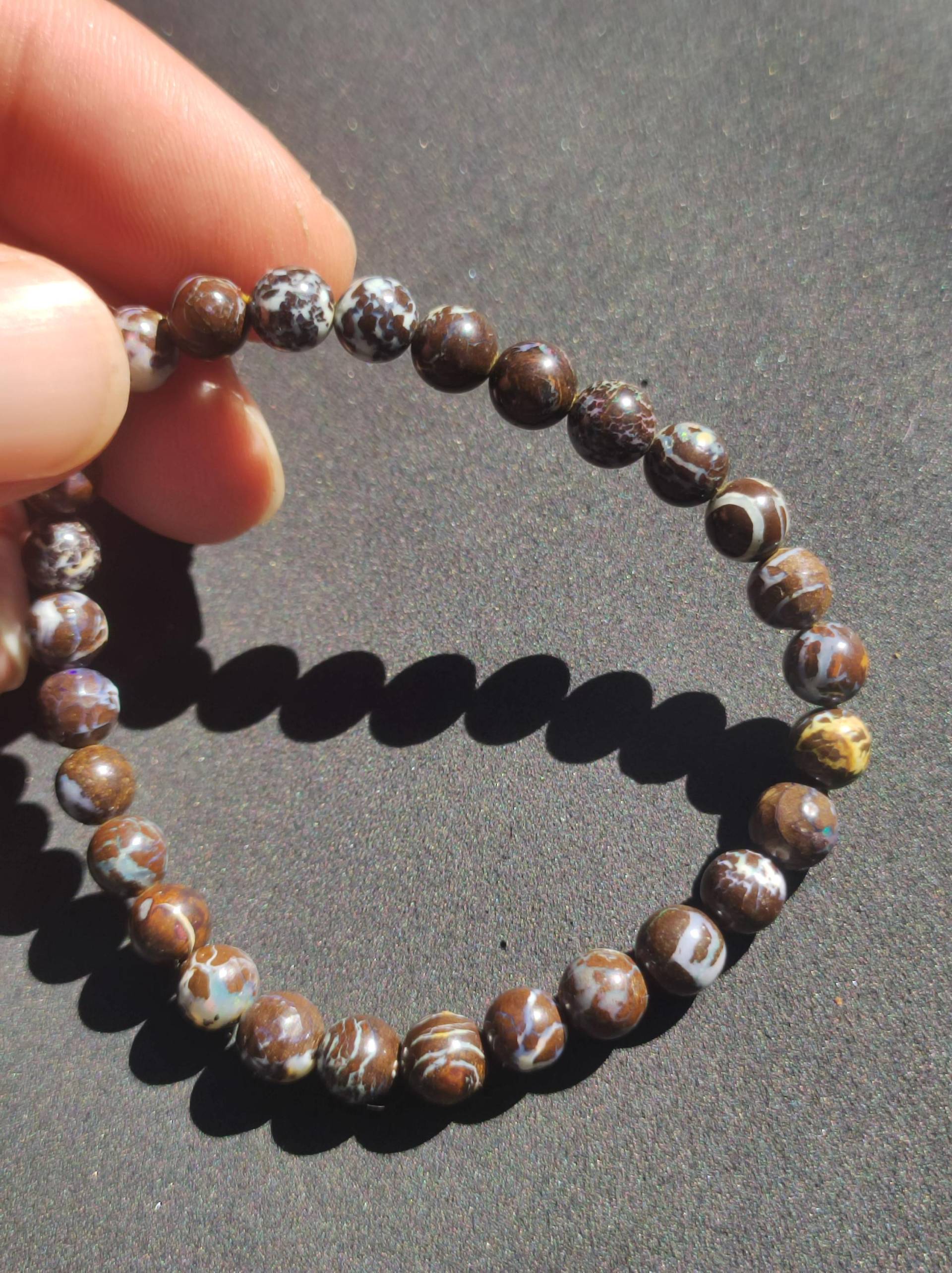 6mm Boulder Opal - Edelstein Perlen Armband Unikat Natur Heilstein Echt Kristall Rarität Geschenk Mann Frau Mutter Er Sie Braun von ArtOfNatureBerlin