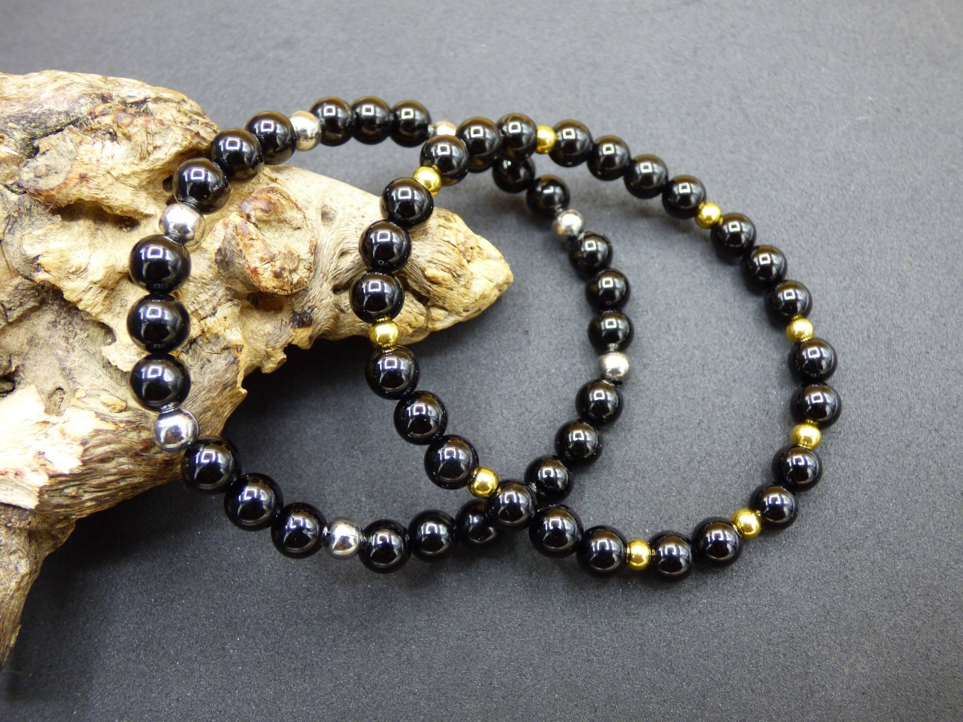6mm Schwarzer Turmalin Mit Silber/Goldenen Edelstahlperlen - Edelstein Armband Schwarz Heilstein Geschenk Er Sie Mann Frau Freund Chakra 6mm Schwarzer Turmalin Mit Silber/Goldenen Edelstahlperlen - Edelstein Armband Schwarz Heilstein Geschenk Er Sie Mann Frau Freund Chakra von ArtOfNatureBerlin
