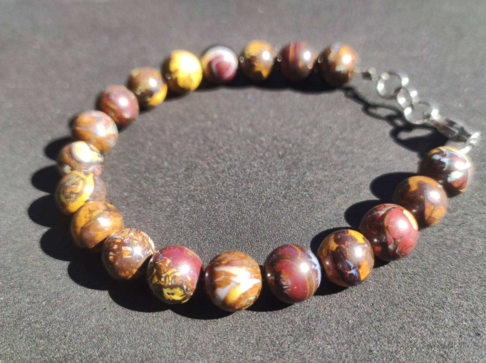 9mm Boulder Opal - Edelstein Perlen Armband Unikat Natur Heilstein Echt Kristall Rarität Geschenk Mann Frau Mutter Er Sie Braun Edelstahl 9mm Boulder Opal - Edelstein Perlen Armband Unikat Natur Heilstein Echt Kristall Rarität Geschenk Mann Frau Mutter Er Sie Braun Edelstahl von ArtOfNatureBerlin