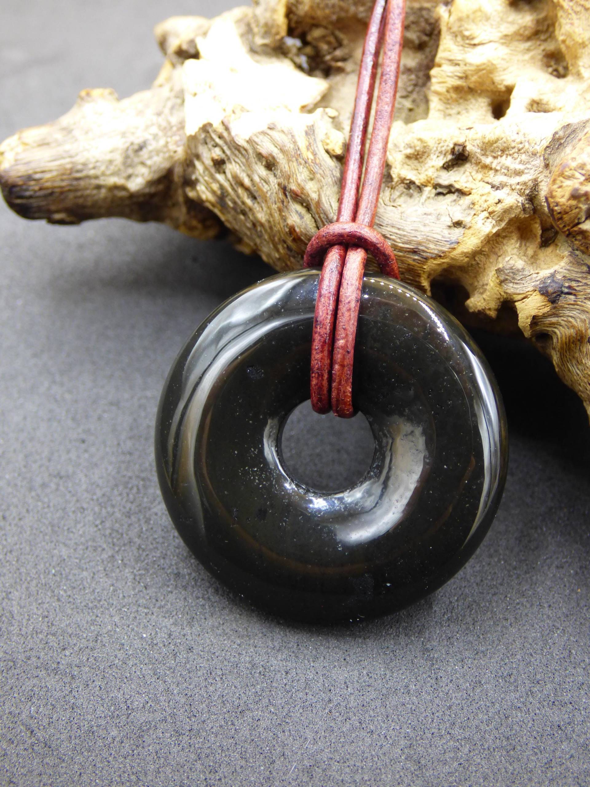 Achat Black Schwarz 30mm - Edelstein Donut Kette Mann Frau Vater Mutter Tochter Freund Heilstein Glück Schmuck Hippie Natur Rarität Geschenk von ArtOfNatureBerlin