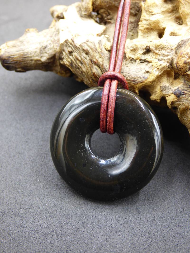 Achat Black Schwarz 30mm - Edelstein Donut Kette Mann Frau Vater Mutter Tochter Freund Heilstein Glück Schmuck Hippie Natur Rarität Geschenk von ArtOfNatureBerlin