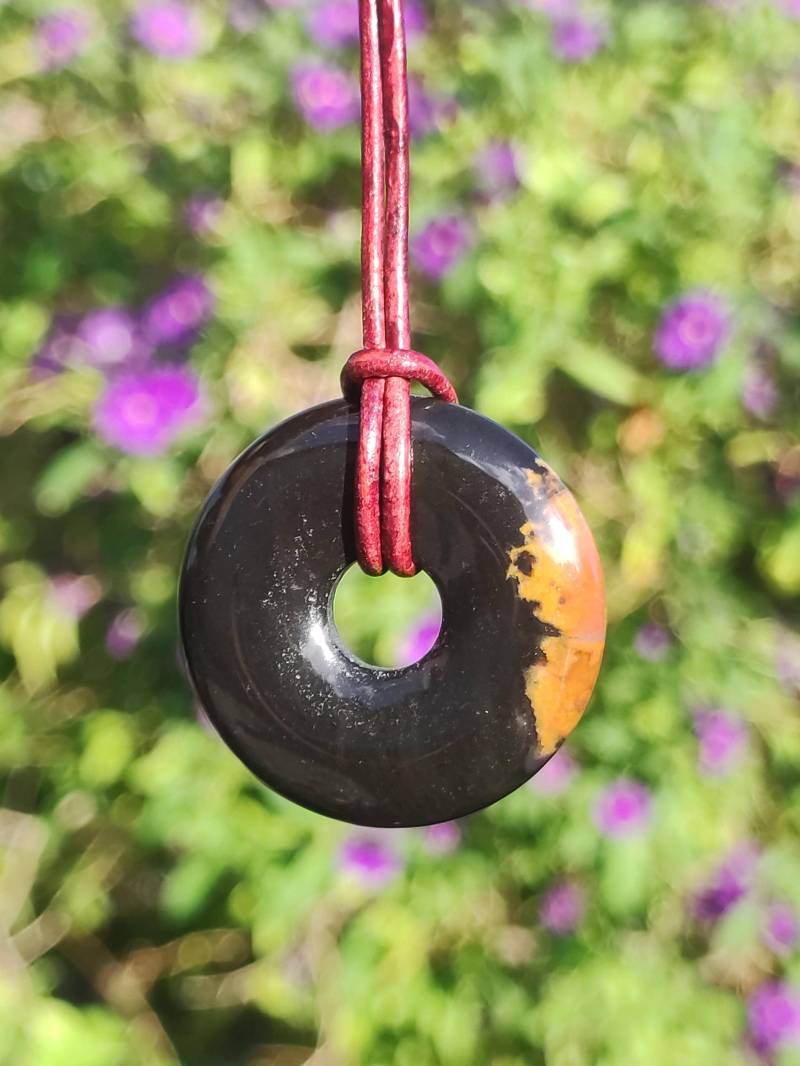 Achat Black Schwarz 30mm - Edelstein Donut Kette Mann Frau Vater Mutter Tochter Freund Heilstein Glück Schmuck Hippie Natur Rarität Geschenk von ArtOfNatureBerlin