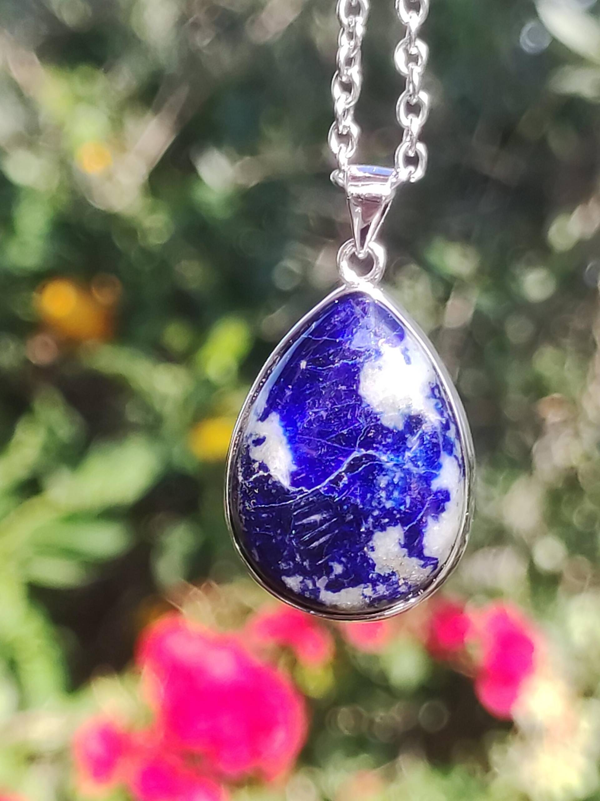 Afghanit Aaa ~ 925 Silber Edelstein Kette Heilstein Natur Blau Rarität Edel Mann Frau Geschenk Er Sie Freundin Energie Kraft Ruhe Glück von ArtOfNatureBerlin