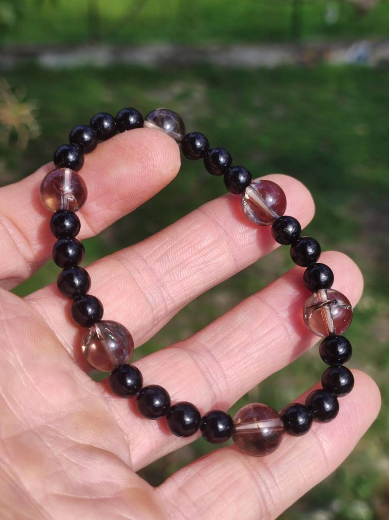 Azeztulite Black Gold + Turmalin | Schorl Aaa Rarität - Edelstein Armband Stretch Perlen Glück Mann Frau Er Sie Geschenk Freund Energie von ArtOfNatureBerlin