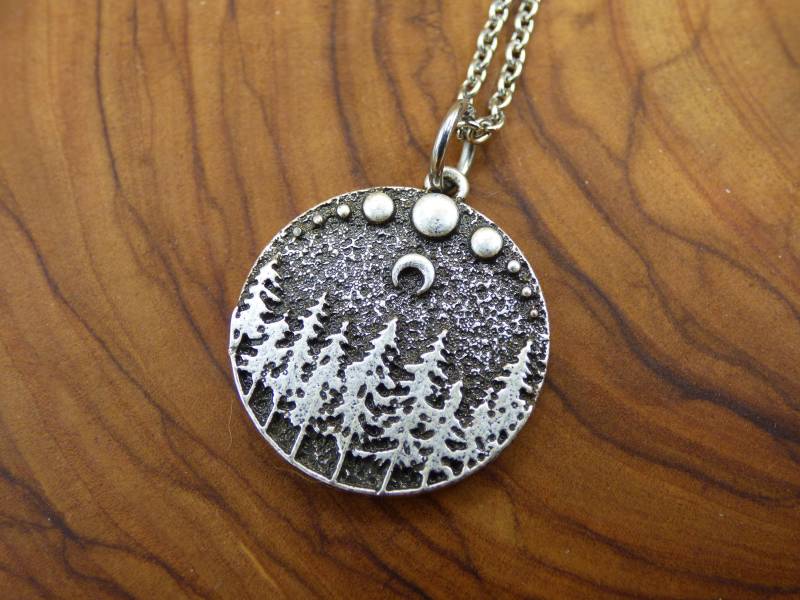 Baum Mond Zyklus Nacht Natur ~ Amulet Kette Antik Silber Tibet Hippie Goa Boho Ethno Esoterik Ethnic Lebensbaum Wurzeln Yin Yang von ArtOfNatureBerlin