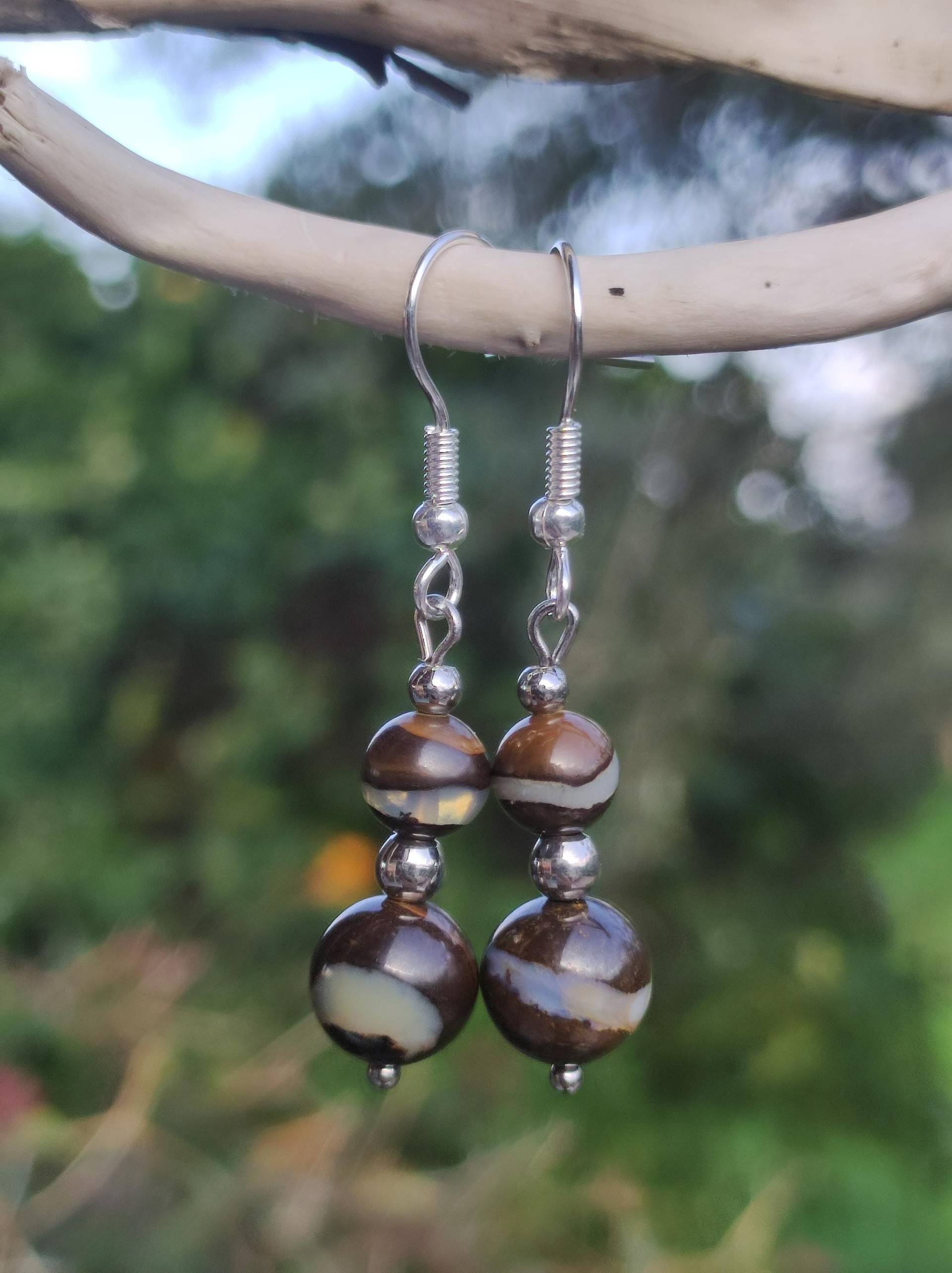 Boulder Opal - Edelstein Ohrringe Natur Heilstein Schmuck Rarität Frau Sie Freundin Geschenk Edel Ohrhänger Hochwertig Handarbeit Unikat von ArtOfNatureBerlin