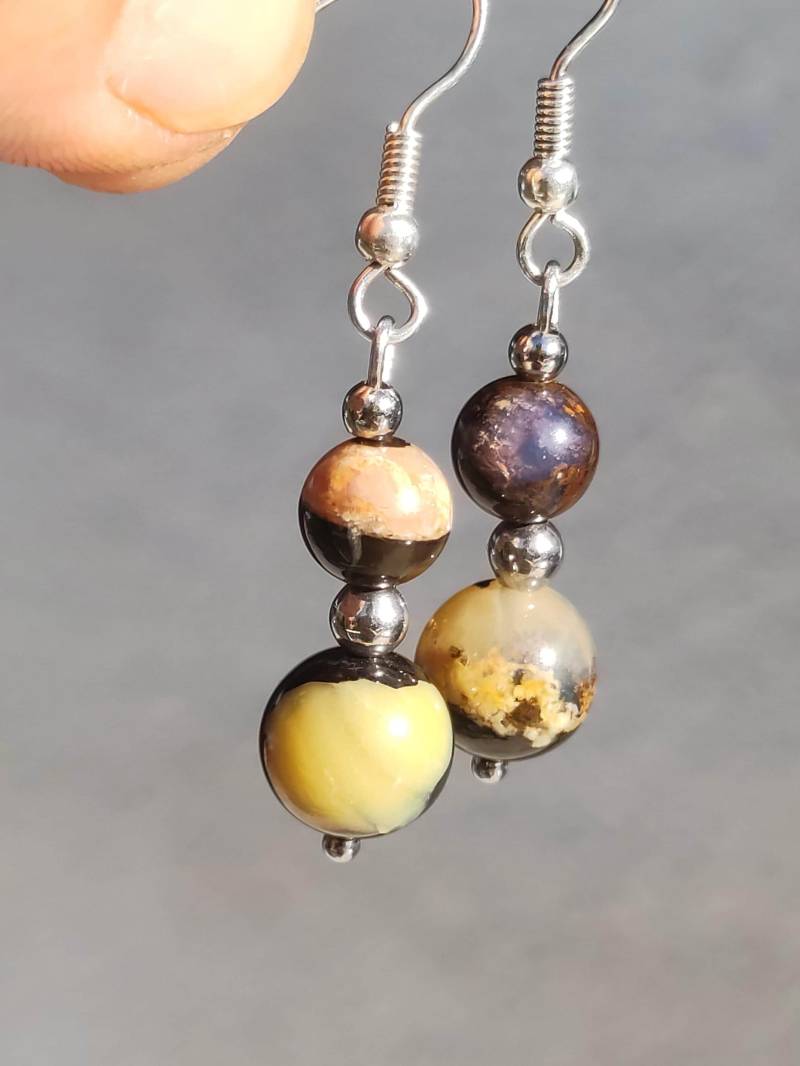 Boulder Opal - Edelstein Ohrringe Natur Heilstein Schmuck Rarität Frau Sie Freundin Geschenk Edel Ohrhänger Hochwertig Handarbeit Unikat von ArtOfNatureBerlin