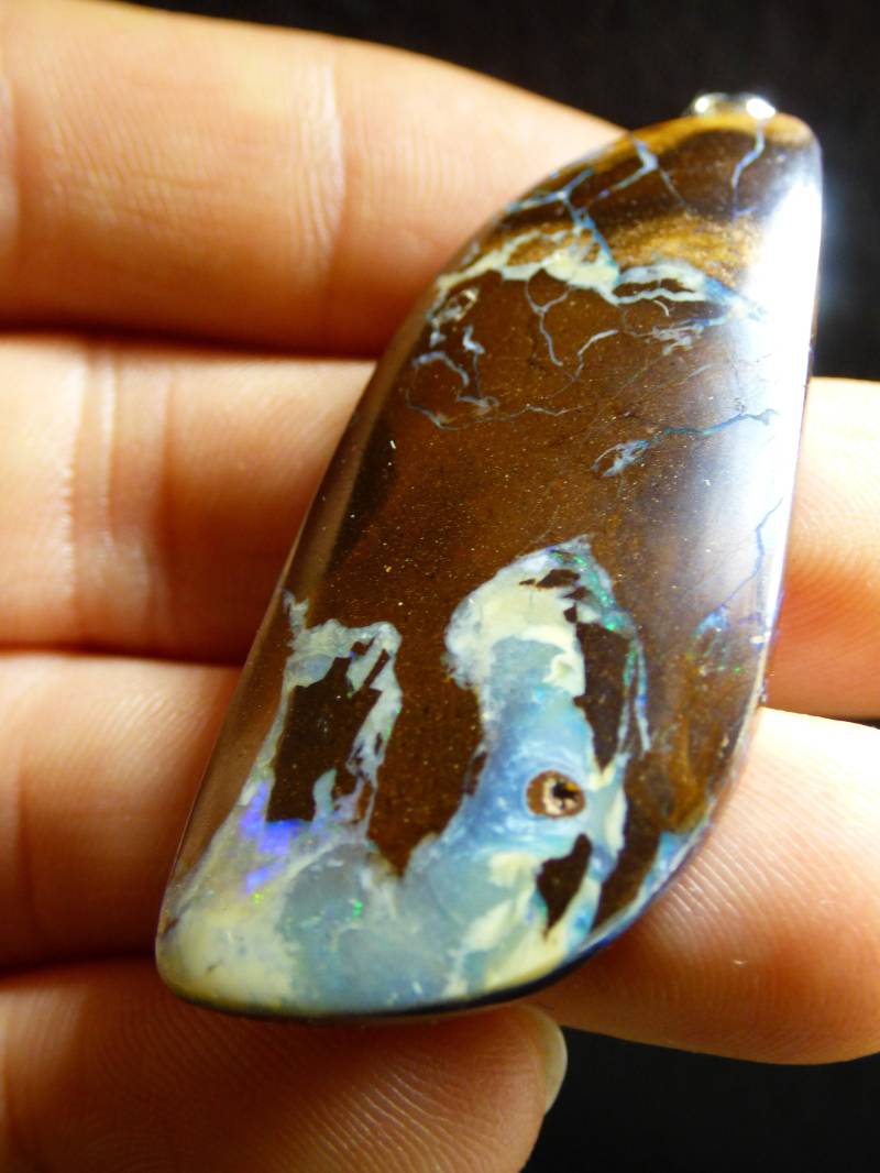 Boulder Opal Inkl. 925 Silberöse ~ Edelstein Kette ~Hippie ~Goa ~Boho ~Ethno ~Nature ~Heilstein ~Rarität ~Selten ~Flash Sammler von ArtOfNatureBerlin