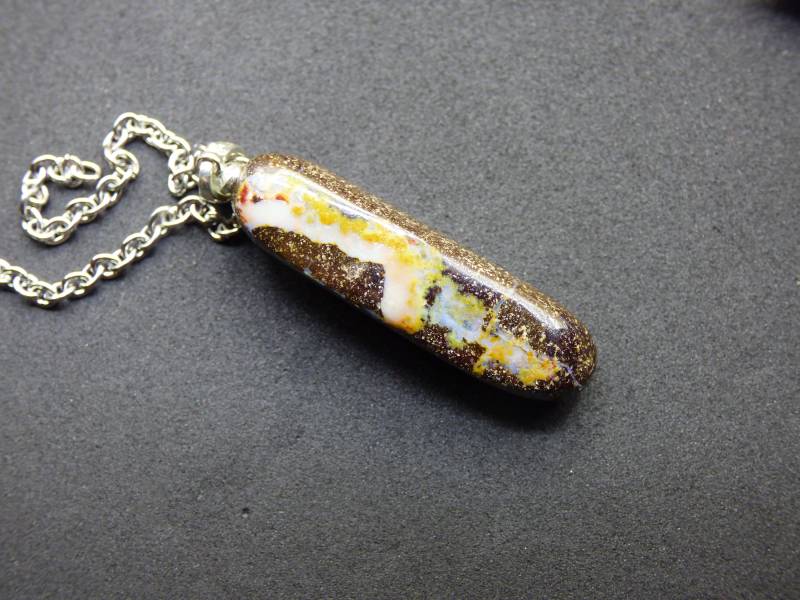 Boulder Opal Inkl. 925 Silberöse ~ Edelstein Kette ~Hippie ~Goa ~Boho ~Ethno ~Nature ~Heilstein ~Rarität ~Selten ~Flash von ArtOfNatureBerlin