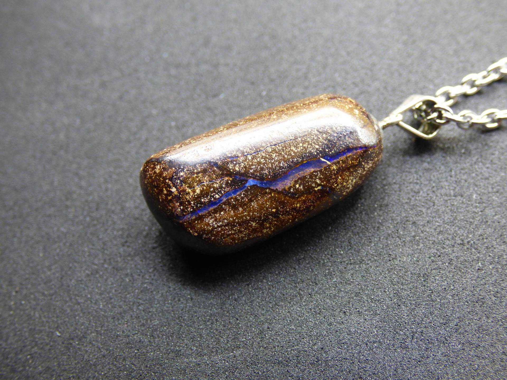 Boulder Opal Inkl. 925 Silberöse ~ Edelstein Kette ~Hippie ~Goa ~Boho ~Ethno ~Nature ~Heilstein ~Rarität ~Selten ~Flash von ArtOfNatureBerlin