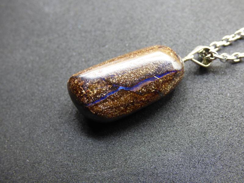 Boulder Opal Inkl. 925 Silberöse ~ Edelstein Kette ~Hippie ~Goa ~Boho ~Ethno ~Nature ~Heilstein ~Rarität ~Selten ~Flash von ArtOfNatureBerlin
