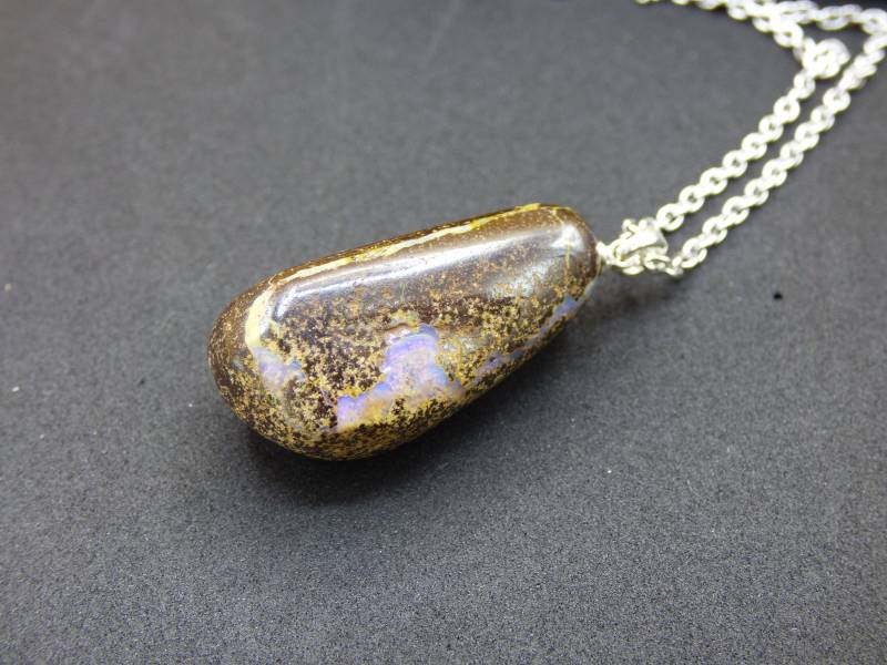 Boulder Opal Inkl. 925 Silberöse ~ Edelstein Kette ~Hippie ~Goa ~Boho ~Ethno ~Nature ~Heilstein ~Rarität ~Selten ~Flash von ArtOfNatureBerlin