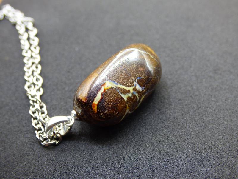 Boulder Opal Inkl. 925 Silberöse ~ Edelstein Kette ~Hippie ~Goa ~Boho ~Ethno ~Nature ~Heilstein ~Rarität ~Selten ~Flash von ArtOfNatureBerlin