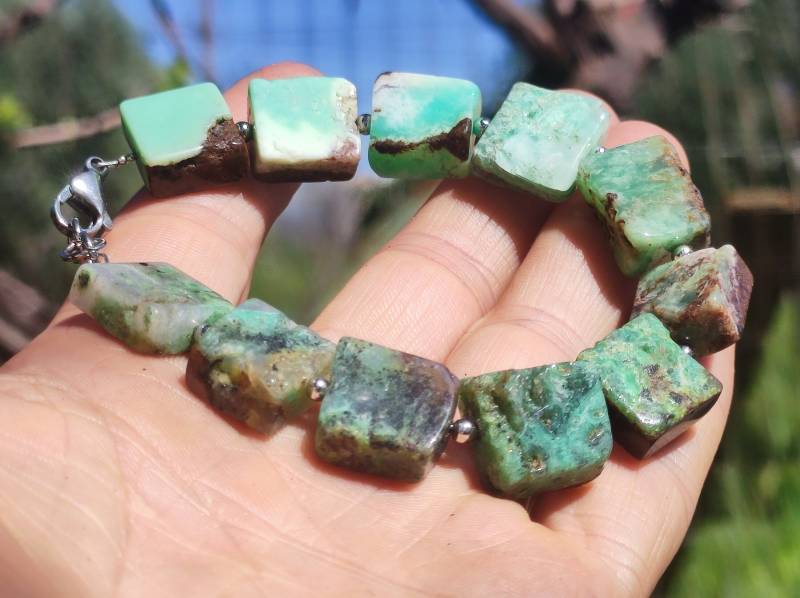 Chrysoprase A Edelstein Armband Grün Braun Natur Rarität Edel Hochwertig Heilstein Schmuck Qualität Geschenk Frau Mutter Mann Unisex Er Sie von ArtOfNatureBerlin