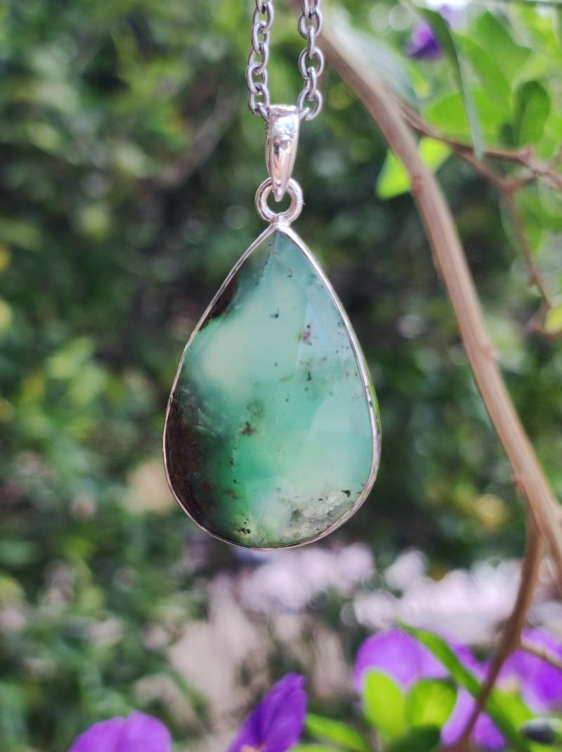 Chrysoprase Aaa Edelstein Kette 925 Sterling Silber - Edler Frau Mann Schmuck Filigran Hochzeitstag Geburtstag Geschenk Heilstein Rarität von ArtOfNatureBerlin
