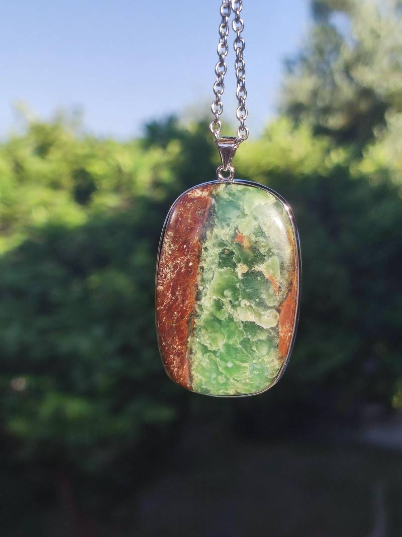 Chrysoprase - Edelstein Kette 925 Sterling Silber Edler Frau Mann Schmuck Filigran Hochzeitstag Geburtstag Geschenk Heilstein Rarität von ArtOfNatureBerlin