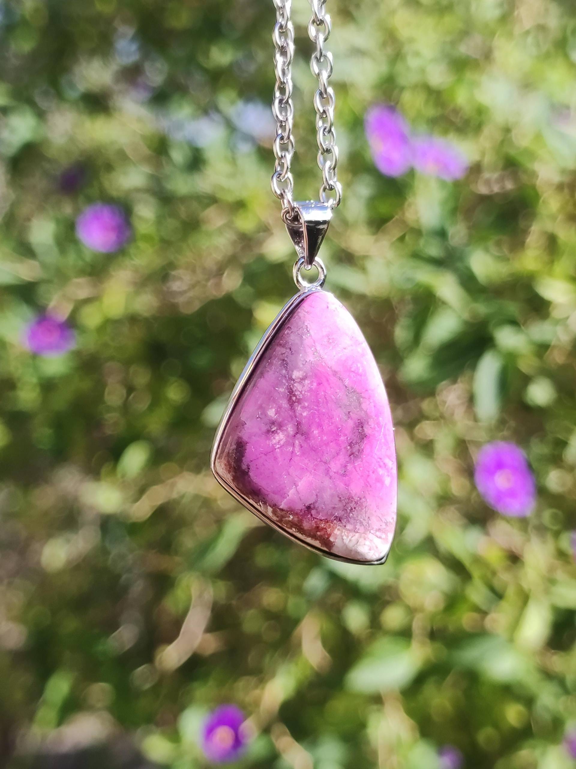 Cobalt Calcit Kobaltcalcit - 925 Silber Edelstein Kette Heilstein Natur Pink Rosa Rarität Edel Mann Frau Geschenk Er Sie Freundin Kristall von ArtOfNatureBerlin