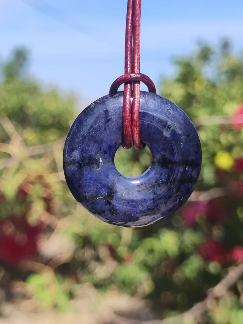 Dumortierit A 30mm - Edelstein Donut Kette Blau Mann Frau Vater Mutter Freund Heilstein Glück Schmuck Hippie Natur Rarität Geschenk Unikat von ArtOfNatureBerlin