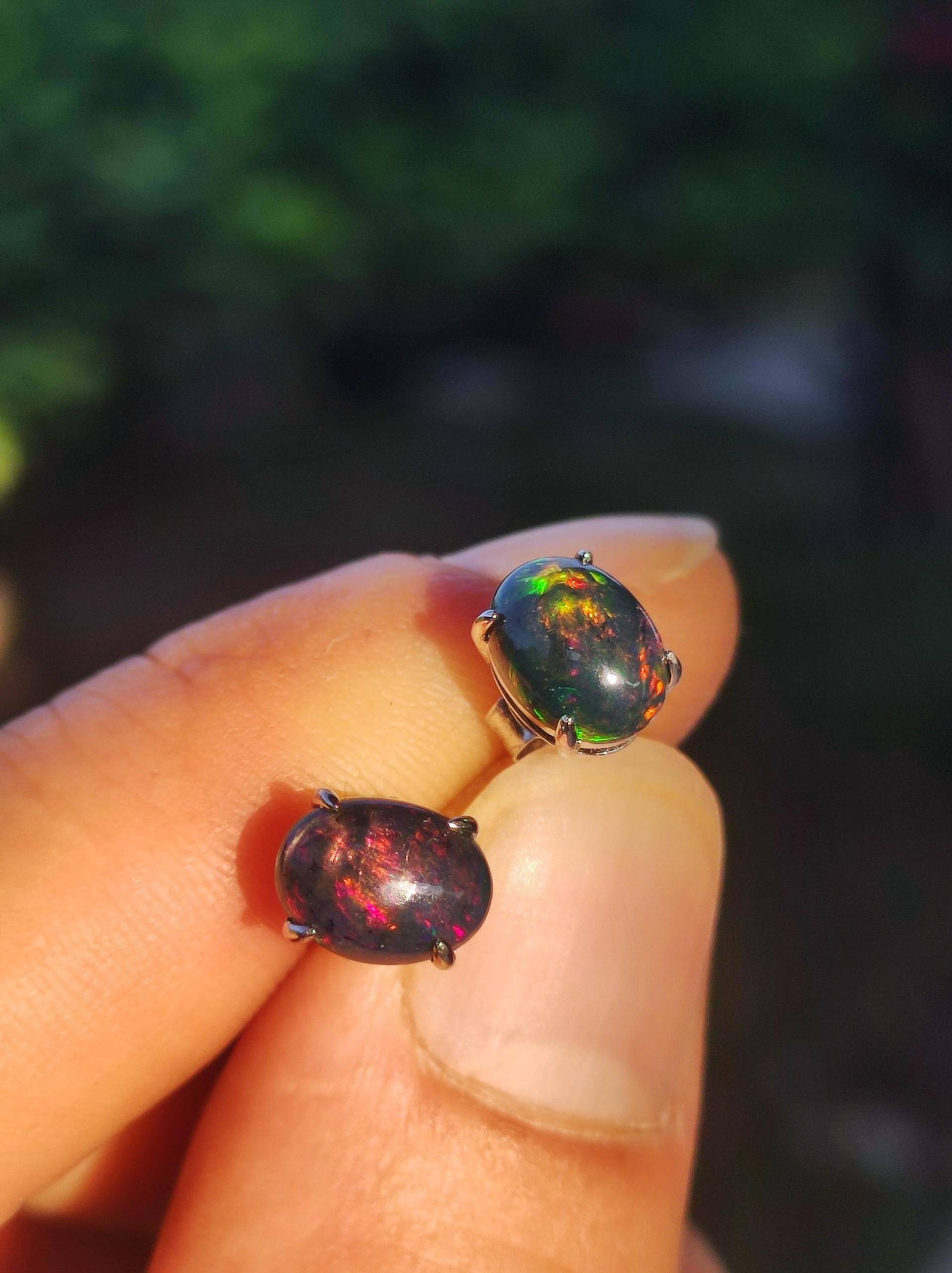 Ethiopian Black Opal Aaa - 925 Sterling Silber Bunt Ohrstecker Ohrringe Edelstein Heilstein Energie Frau Geschenk Schmuck Edel Rarität von ArtOfNatureBerlin